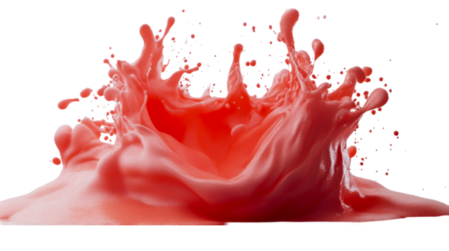 Salmon liquid crown splash, creative design element, cut out transparent