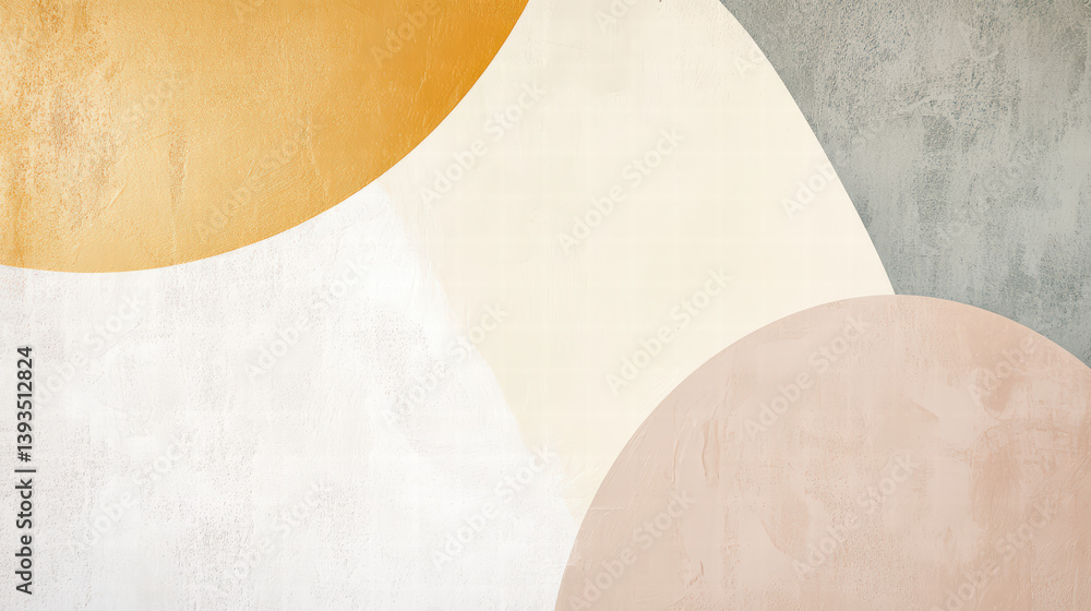Poster abstract circles: a minimalist abstract design features overlapping circles in muted tones of grey, 