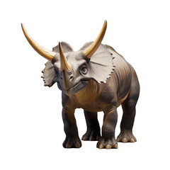 Fototapeta premium Triceratops walking forward with its large horns and frill, on a transparent background