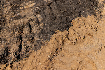 construction of a road, a part of the excavated pits during construction work on the road