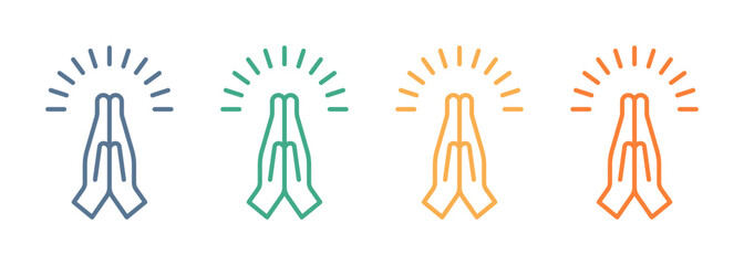 Folded Hands outline style icon 