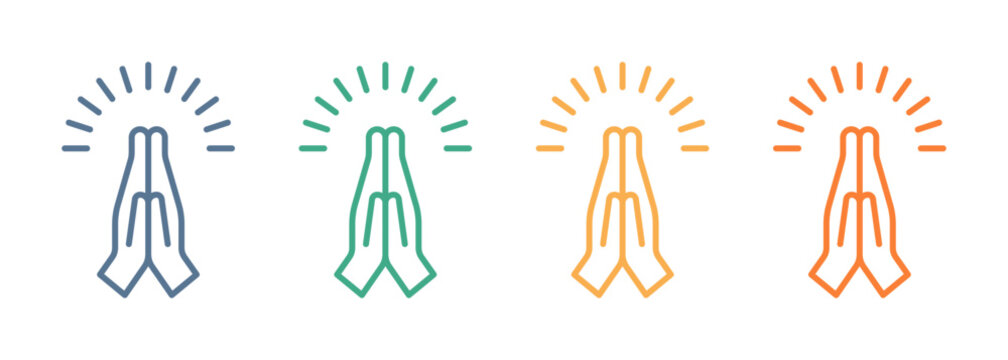 Folded Hands outline style icon 