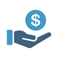 Fototapeta premium Hand Holding Dollar Money Icon Vector Design