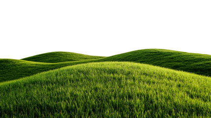 Fototapeta premium Scenic green grassy rolling hills with smooth green grass, cut out transparent