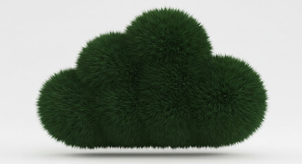 A lush green cloud of soft, textured grass floats gently against a bright white background, symbolizing a refreshing and natural digital landscape.