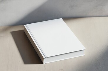 Blank White Book Cover on Table with Shadow for Mockup