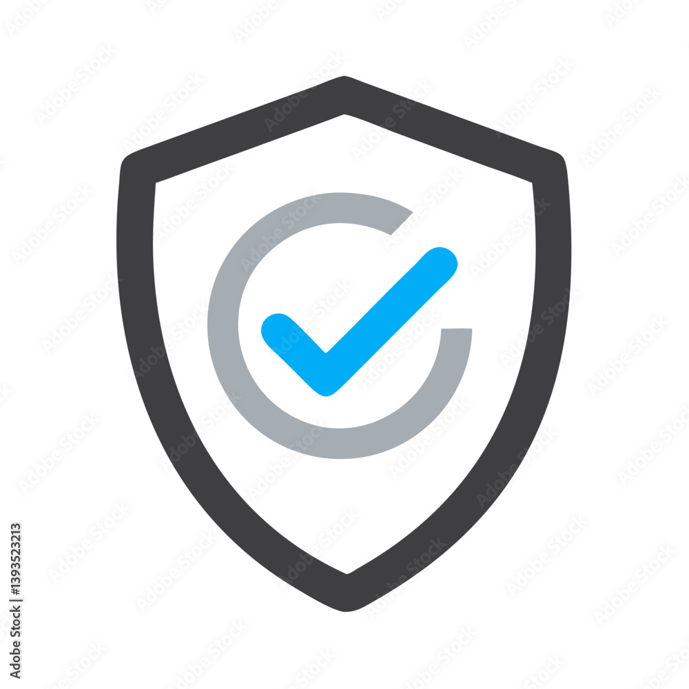 Poster shield with check mark icon vector for security, protection, and validation concepts