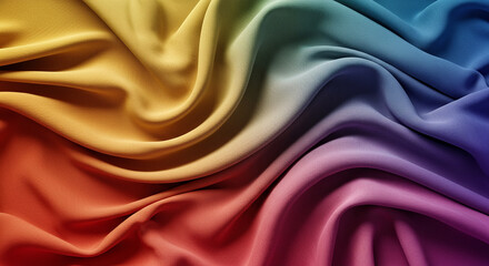 Obraz premium A mesmerizing rainbow fabric cascade, flowing with vibrant hues and smooth, luxurious textures.