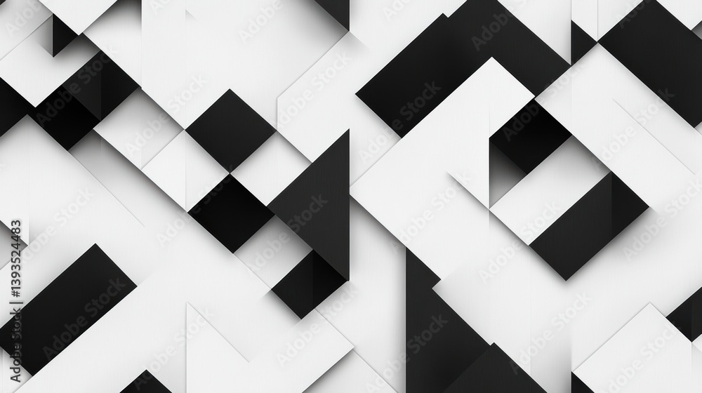 Leinwandbilder Geometric triangle pattern in black and white with a repeating design showcasing clean minimalism and modern aesthetics