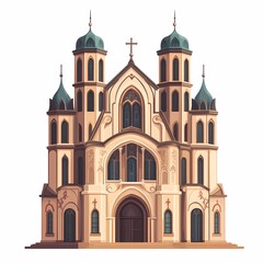 Obraz premium Iconic Cathedral Architecture: Vibrant and Ornate Christian Landmark with Classical Heritage