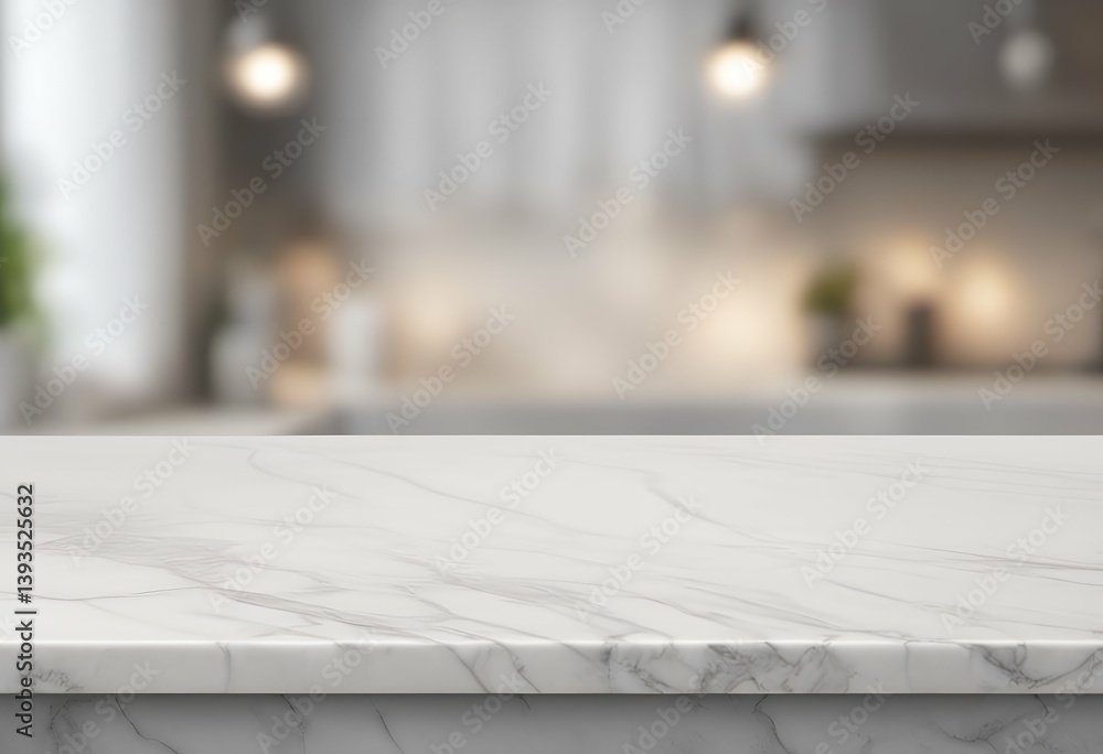 Poster bokeh used top banner empty your montage display stone lighting white background marble table blurre