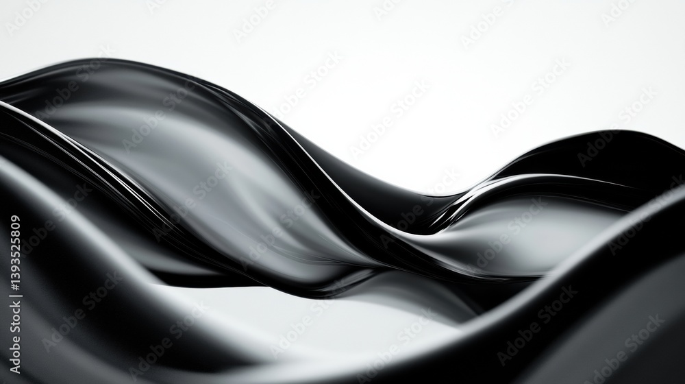 Poster Flowing black and white waves create a smooth and minimal design with high contrast in abstract art