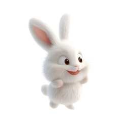 Obraz premium Fluffy 3D Cartoon Bunny Balloon Bouncing Isolated on Transparent Background