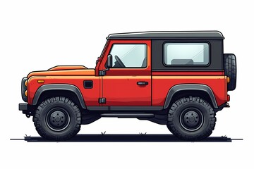 Classic Red Off-Road 4x4 SUV Illustration: Iconic Vehicle Design for Adventure and Exploration