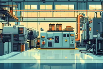 Modern Industrial Factory Floor: Advanced Automation and Manufacturing Technology Systems