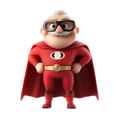 Playful Cartoon Character in Red Cape and Black Mask Isolated on Transparent Background