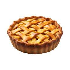 A Fluffy 3D Cartoon Apple Pie with Glowing Lattice Crust Isolated on Transparent Background