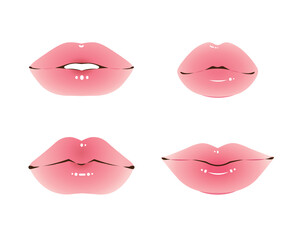 Pink Lips Cartoon Collection, Sexy Lips, Kawaii Style