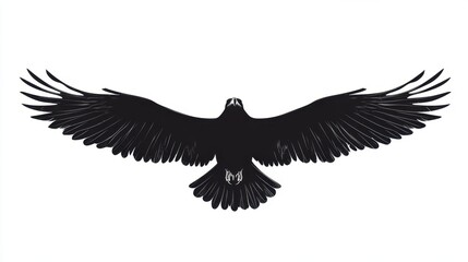 Obraz premium A striking black silhouette of a bird with wings fully extended, talons visible, suggesting flight or power