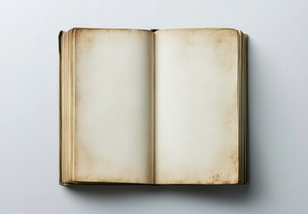 Open Antique Book with Blank Pages Ready for Text or Images