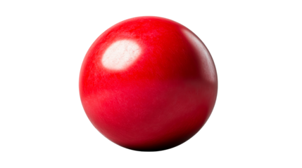 Red sphere with a light glare, isolated on black background, cut out transparent