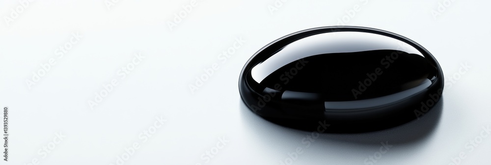 Aufkleber Glossy black droplet resting on a matte white surface illuminated by high contrast lighting creating a striking visual effect