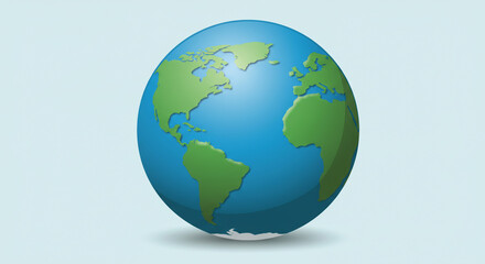 Fototapeta premium Our vibrant Earth, a globe of green and blue continents, softly illuminated against a pale sky.