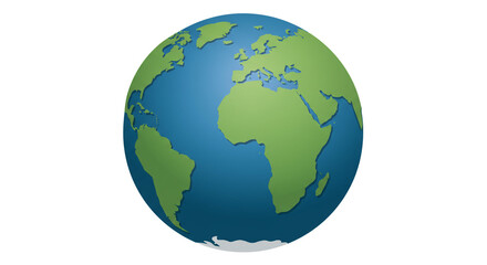 Fototapeta premium Our precious Earth, a vibrant globe of green and blue continents, symbolizes global unity and environmental awareness with a simple, clean design.