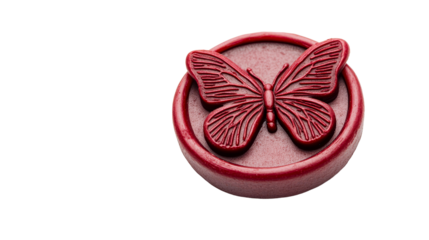 Butterfly wax seal, red design element, vintage, craft , cut out transparent