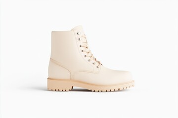 Cream-colored, durable combat boots