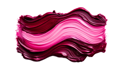 Fuchsia and burgundy lipstick brush strokes, wavy texture, cut out transparent