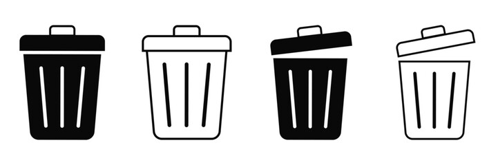Trash bin. Vector isolated icons. Black vector trash dusbin sign icon isolated elements. of vector illustration