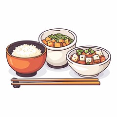 Wholesome Asian Cuisine: Vegetarian Lunch with Sushi, Noodles, Tofu, and Fresh Ingredients