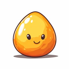 Fototapeta premium Kawaii Cartoon Character with Cute Smile - Vibrant Yellow and Orange Happy Illustration for Child-Friendly Design