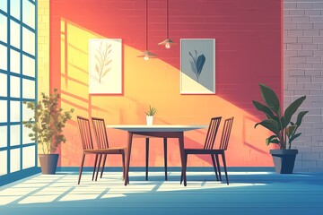 Modern Interior Design with Minimalist Furniture and Tropical Indoor Plants for Stylish Living Spaces