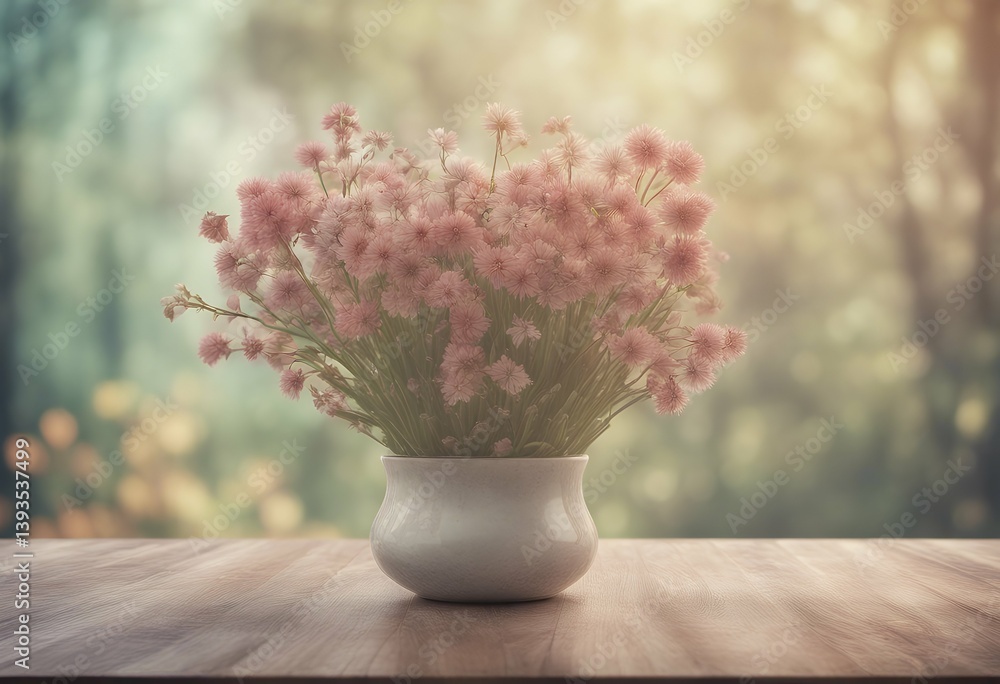 Poster table image flower product blur display empty spring sublime background ai desk blank advertising be