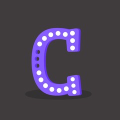 Cartoon 3d letter C vector illustration.