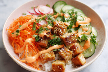 Firecracker tofu bites with spicy glaze