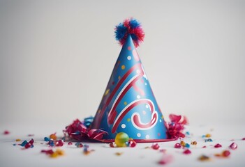 party happy birthday white isolated background hat 1 cone occasion anniversary enjoyment colourful christmas event colours fun entertainment single glistering accessory celebration decoration holiday