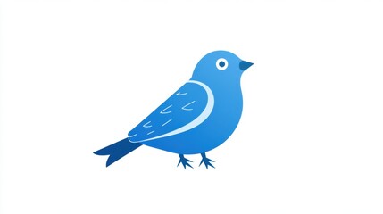 Obraz premium A stylized blue bird illustration with simple shapes and minimal detail. It has a rounded body, small beak, and delicate feet