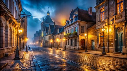 Fototapeta premium Enchanted Verdun A Nighttime Architectural Journey Through Historic French Cityscape