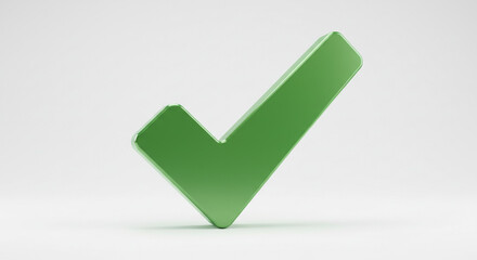 A vibrant green checkmark symbolizes success, approval, and completion against a clean, minimalist white background.