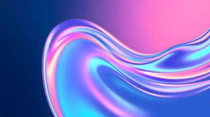 Holographic isolated liquid shape. Iridescent melted substance on a colorful background
