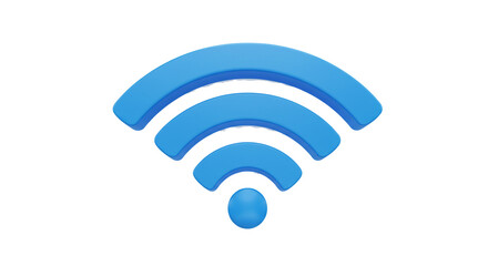 A vibrant blue wifi symbol radiating connection and boundless digital possibilities, rendered in a sleek 3D style.