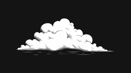 Fluffy White Clouds Digital Artwork: Minimalistic Weather Illustration Vector with Dramatic & Mystical Aesthetic