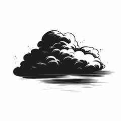 Monochrome Cloud Illustration: Artistic Black and White Vector Sketch