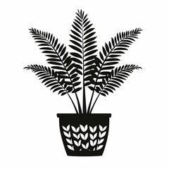 Potted Houseplant Fern Silhouette: Indoor Botanical Greenery for Modern Minimalist Home Decor