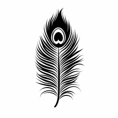 Exotic Black and White Peacock Feather Illustration: Nature-Inspired Vector Art with Elegant and Ornamental Design