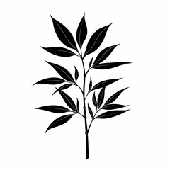 Fototapeta premium Minimalistic Black Silhouette Botanical Illustration: Lush Greenery and Natural Elements for Elegant Home Decor and Wall Art