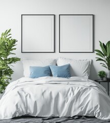 Modern bedroom with two framed prints (1)